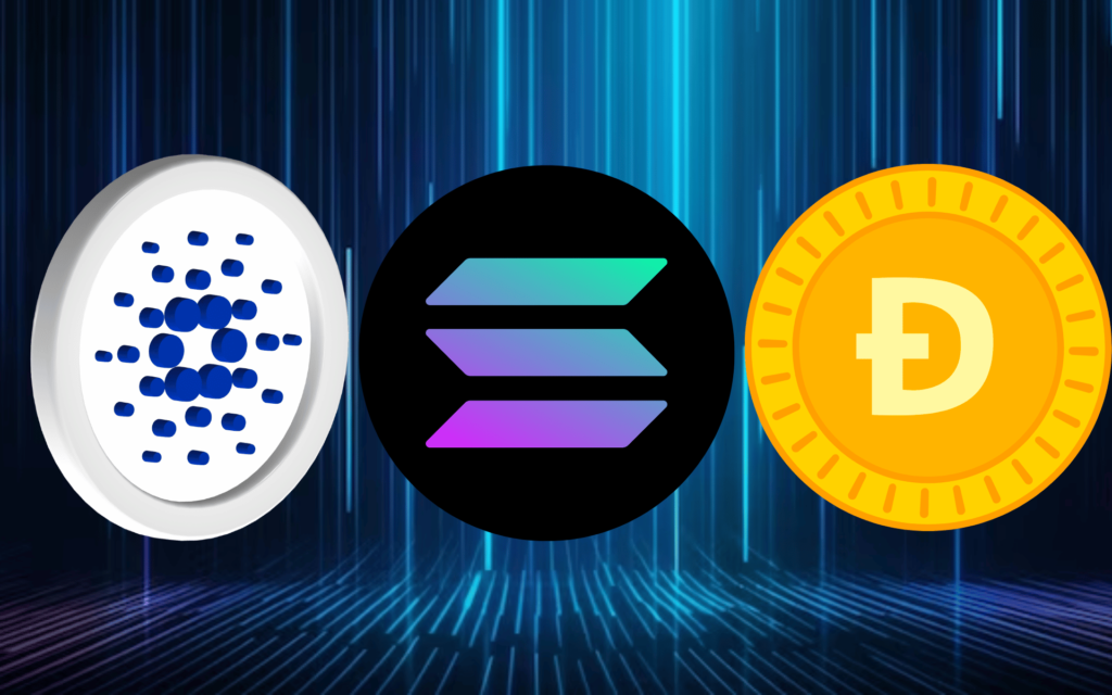 A análise de preços de: ADA, SOL e DOGE