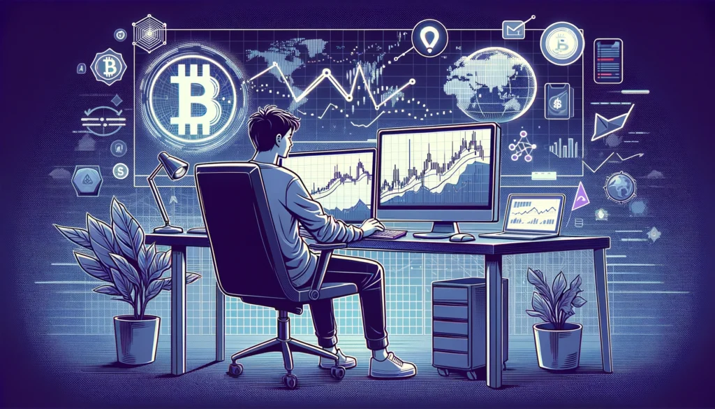  pessoa investindo em criptomoedas