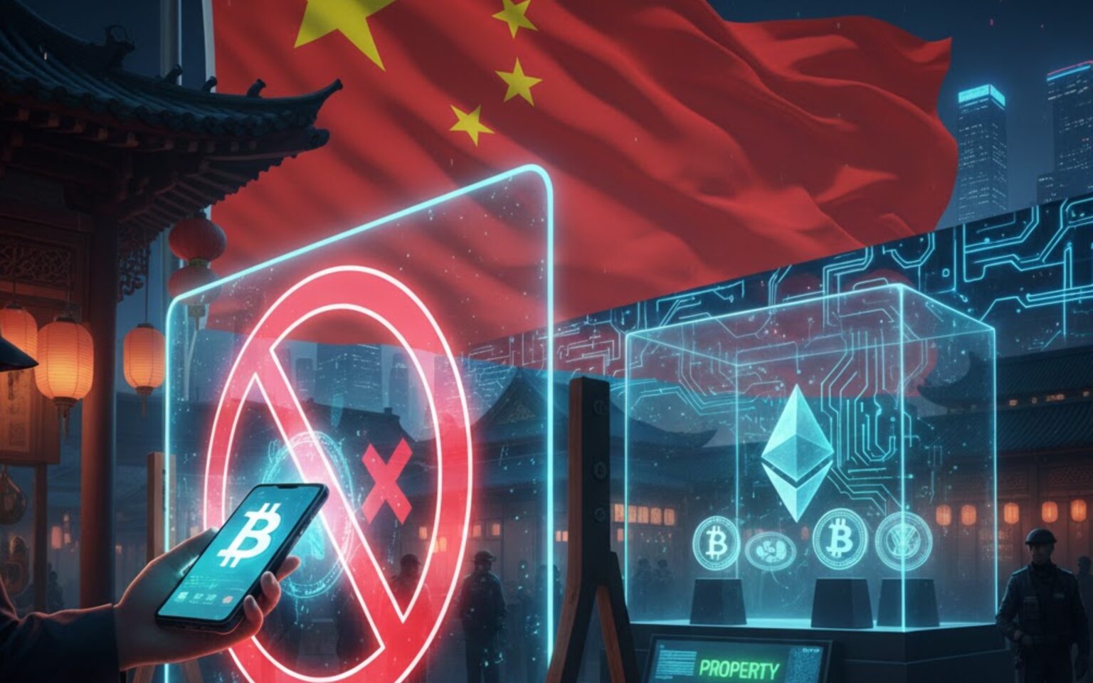 China Reafirma Proibição Rígida a Pagamentos com Criptomoedas, Apesar de Ativos Digitais Continuarem Legais como Propriedade Imagem gerada por IA