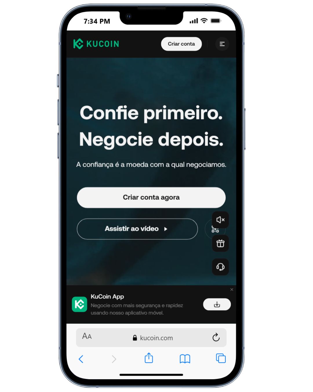 kucoin Corretora KUCOIN vista em dispositivos móveis