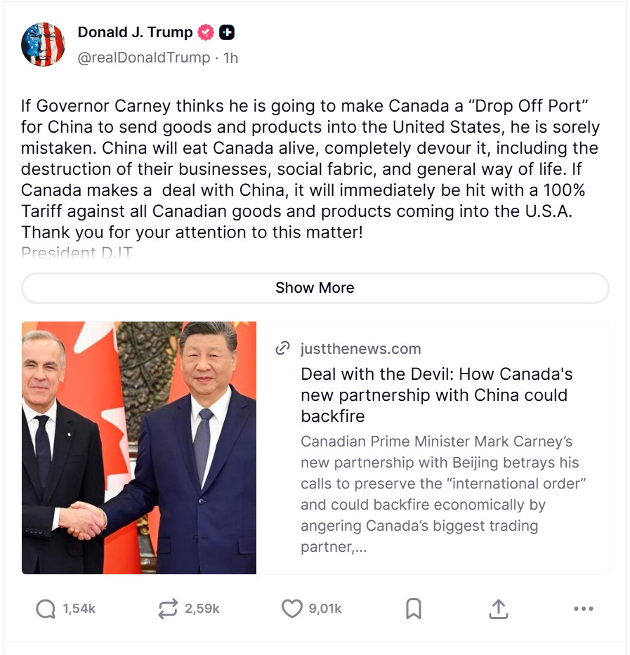 mensagem de trump na rede social