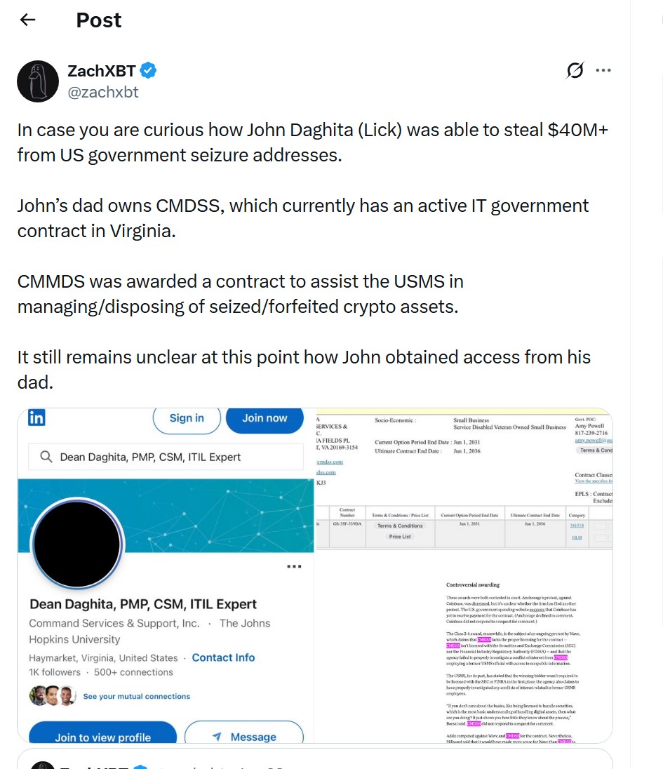 roubo de cripto dentr do governo dos eua