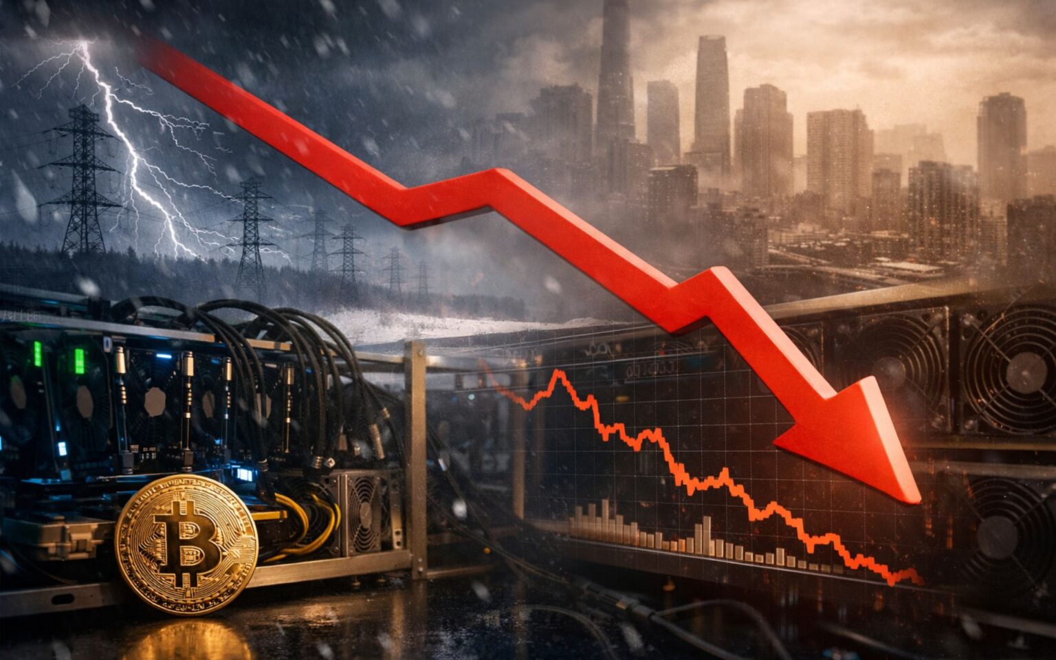 Poder de Mineração do Bitcoin Sofre Queda Histórica — Maior desde o Banimento na China