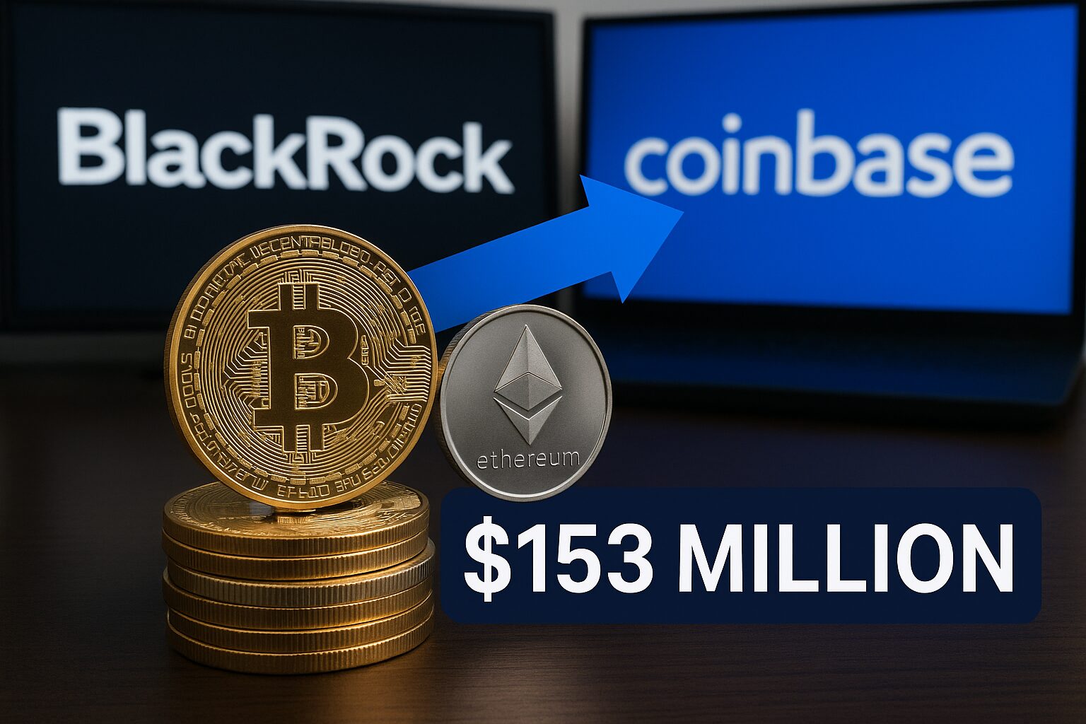 BlackRock transfere US$ 153 milhões em Bitcoin e Ethereum para Coinbase