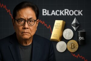 Pai Rico alerta sobre risco de colapso da BlackRock e sugere investimento em ouro, prata, Bitcoin, Ethereum e petróleo.