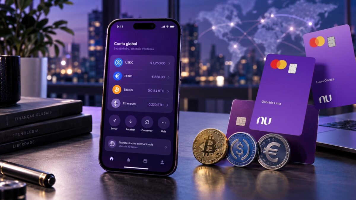 Nubank lança conta global com USDC, EURC, Bitcoin e transferências para mais de 35 países